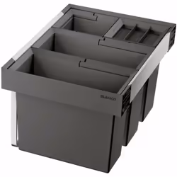 Poubelle encastrable Flexon II Low 60/4 assemblage de plastique et cadre en aluminium de haute qualité 2 seaux de 15L 2 seaux ...