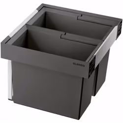 Poubelle encastrable Flexon II Low 50/2 assemblage de plastique et cadre en aluminium de haute qualité 2 seaux de 19L montage ...