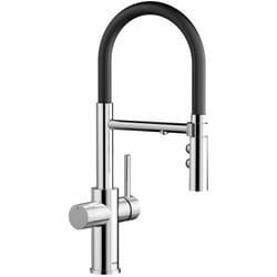 Catris s - Mitigeur d'évier avec fonction filtrante et bras flexible, chrome/noir 526705 - Blanco