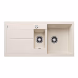 Évier de cuisine Metra 6 S couleur blanc doux (blanc soft) matériau SILGRANIT® PuraDur® convient pour un montage par le dessu ...