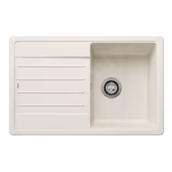 Évier de cuisine Legra 45 S, conception réversible couleur blanc doux (blanc soft) matériau SILGRANIT® évier simple avec égou ...