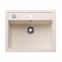 Évier de cuisine Dalago 6 avec commande excentrique (bouton de commande du vidage) couleur blanc doux (blanc soft) matériau S ...