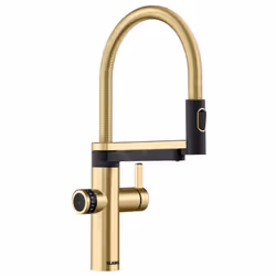 Mitigeur d’évier avec fonction filtrante EVOL-S Pro conception PVD satiné doré/noir hauteur du robinet : 447 mm longueur du b ...