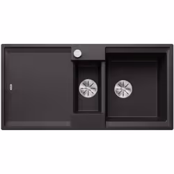 Évier de cuisine double bac Adira 6 S couleur : anthracite matériau Silgranit PuraDur montage à encastrer largeur minimale du ...