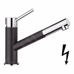 Mitigeur de cuisine Kano S, basse pression couleur : noir/chrome hauteur du robinet : 191 mm longueur du bec 214 mm zone de c ...