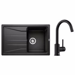 BLANCO SONA 45 S &amp; MIDA noir mat, Evier à poser, Rectangulaire, Acier inoxydable, Noir, 1 bols, Rectangulaire