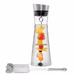 STONELINE® Carafe dEau en Verre Borosilicate avec Couvercle 1 L Transparent Résistant à la Chaleur avec Brochette Fruits Bros ...