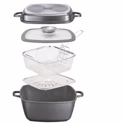 STONELINE® Poêle Carrée Multifonctions 28 x 28 cm avec Cuisson Vapeur et Friteuse - Induction - Revêtement Antiadhésif