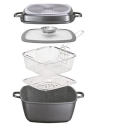 STONELINE® Poêle Carrée Multifonctions 28 x 28 cm avec Cuisson Vapeur et Friteuse - Induction - Revêtement Antiadhésif
