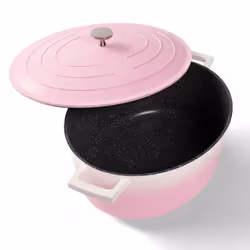 STONELINE® Cocotte 20 cm Rose - avec Couvercle en Fonte dAluminium - avec Circuit dHumidification - Revêtement Antiadhésif