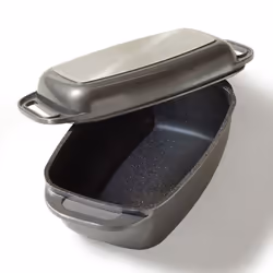 STONELINE® Cocotte Rectangle 40 x 22 cm - Gris - avec Couvercle en Fonte dAluminium - Revêtement Antiadhésif - Induction et F ...