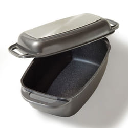 STONELINE® Cocotte Rectangle 40 x 22 cm - Gris - avec Couvercle en Fonte dAluminium - Revêtement Antiadhésif - Induction et Four