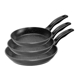 STONELINE® Lot de 3 Poêles 20/24/28 cm - Revêtement Antiadhésif avec de vraies particules de pierre - adaptées à lInduction