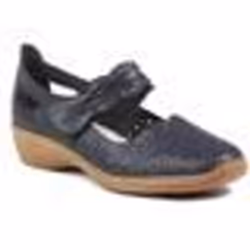 Sandales Rieker 41399-14 Bleu Chaussures Femme - RIEKER - Sandales - Bleu - Cuir - Femme