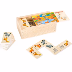 Jeu de plateau - SMALL FOOT - Dominos Safari - Animaux dAfrique en bois - 2 joueurs ou plus - A partir de 3 ans