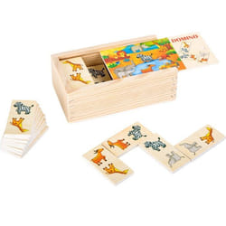 Jeu de plateau - SMALL FOOT - Dominos Safari - Animaux dAfrique en bois - 2 joueurs ou plus - A partir de 3 ans