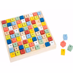 small foot 11164 Sudoku coloré Educate en bois avec 81 cubes numérotés dans des couleurs vives à partir de 6 ans. 11164