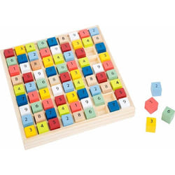 small foot 11164 Sudoku coloré Educate en bois avec 81 cubes numérotés dans des couleurs vives à partir de 6 ans. 11164