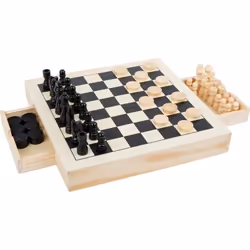 Jeu de société - SMALL FOOT - Kit de jeux Echecs dames & jeu du moulin - Enfant - Mixte - Bois