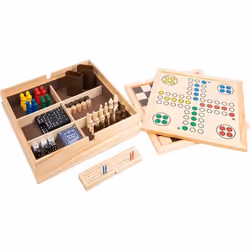 Boîte de jeux 9-en-1 SMALL FOOT - Jeux de plateau en bois pour enfants et adultes