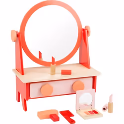Coiffeuse - small foot - Look rétro - Bois massif - Miroir basculant - 1 tiroir