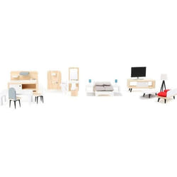 Meubles de Maison de poupée - Small Foot - Set Complet - Bois - Design Moderne - 3 Ans et Plus