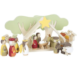Set de jeu Crèche de Noël - Enfant - Bois - 11x22x18 cm - 7 figurines - Dès 3 ans