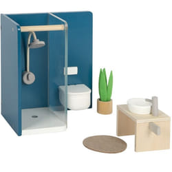 Mobilier maison de poupées - Small foot - Salle de bains - Douche moderne - Toilettes suspendues - 5 pièces
