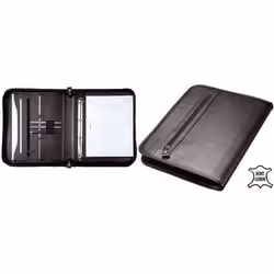 Porte document A4 - ALASSIO - LIMONE - Cuir Nappa - Noir - Mécanisme à anneaux amovible