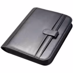 Serviette de bureau ALASSIO RICCIONE - A4 - PU - Noir - Avec calculatrice et compartiments pour cartes de visite