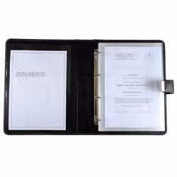 Porte document - ALASSIO - Cuir Nappa noir - Format A4 - 4 anneaux