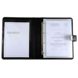 Porte document - ALASSIO - Cuir Nappa noir - Format A4 - 4 anneaux
