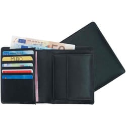 Porte-monnaie cuir noir compartiments rabatables 1