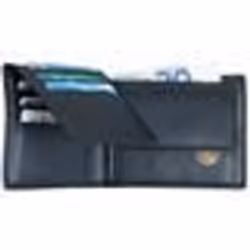 Porte-monnaie classique en cuir - ALASSIO - Noir 120 mm x 90 - 6 compartiments pour cartes de crédit