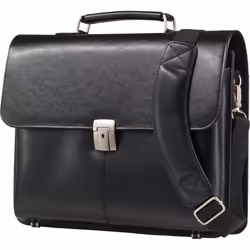 Alassio FAENZA, Mallette portfolio, Compartiment pour Notebook, Cuir, Noir
