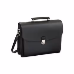 Alassio FORTE, Mallette portfolio, Compartiment pour Notebook, Cuir, Noir