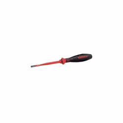 Tournevis plat isolé VDE Slim. Dimensions de la lame : 3,5 x 0,6 x 100 mm. Longueur totale : 205 mm. Tournevis plat isolé VDE ...