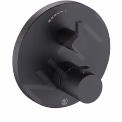 Mitigeur thermostatique encastré de douche Puristic finition : noir mat vanne d’arrêt céramique HotStop commande de la tempér ...