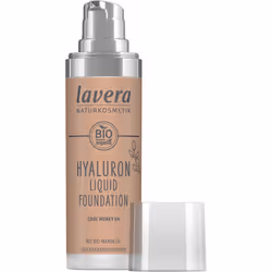 Lavera Hyaluron Liquid Foundation, Flacon pompe, Crème, Tous types de peau, Hydratant, Beige, Honey