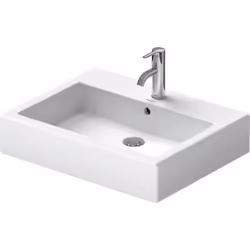 Lavabo poli Duravit Vero 600x470x175mm avec trop-plein, avec banc de trou de robinetterie 1 trou de robinet Montage inclus di ...