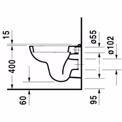 Description générale Cuvette suspendue en céramique de la série D-Code de DURAVIT, au design compact et élégant. Avec un fond ...