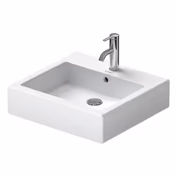 Bol sanitaire en céramique Duravit Vero blanc 500x470x175mm avec trop-plein, avec table de robinetterie 1 trou taraudé affûté ...