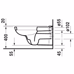 Cuvette suspendue céramique à fond creux. Pour personnes à mobilité réduite. Entraxe de fixation : 180 mm (adaptable sur tous ...