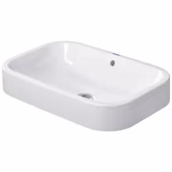 Vasque supérieure Duravit Happy D.2 poli, avec trop-plein, sans banc à trous de coulée, Montage inclus, Clip de trop-plein ch ...
