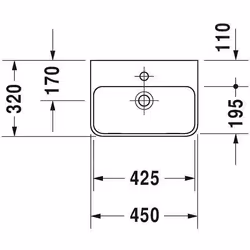Lave-mains Duravit ME by Starck 450x320mm - Blanc - Rectangulaire - Intérieur