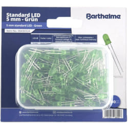 Assortiment de LEDs vert rond 5 mm 120 mcd 35 ° 20 mA 2 v - Barthelme