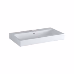 Geberit iCon lavabo 750x485 mm blanc combinable avec les meubles sous-lavabo 8402750,8403750 à encastrer avec trou pour robin ...