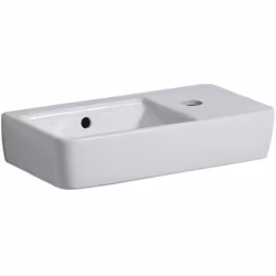 Lave-mains en céramique. Adapté pour les petites salles de bains et coins toilettes. Installation possible sur meuble. Trou d ...