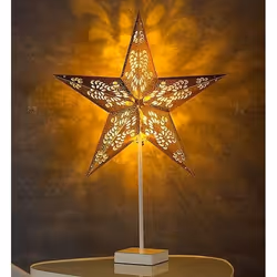 Lampe décorative - LUNARTEC - Étoile lumineuse à LED - Doré - Blanc chaud - Piles AA