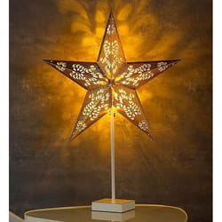 Lampe décorative - LUNARTEC - Étoile lumineuse à LED - Doré - Blanc chaud - Piles AA